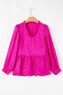 Shimmering Frilled V Neck Puff Sleeve Babydoll Blouse