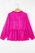 Shimmering Frilled V Neck Puff Sleeve Babydoll Blouse