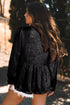 Shimmering Frilled V Neck Puff Sleeve Babydoll Blouse