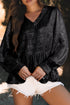 Shimmering Frilled V Neck Puff Sleeve Babydoll Blouse
