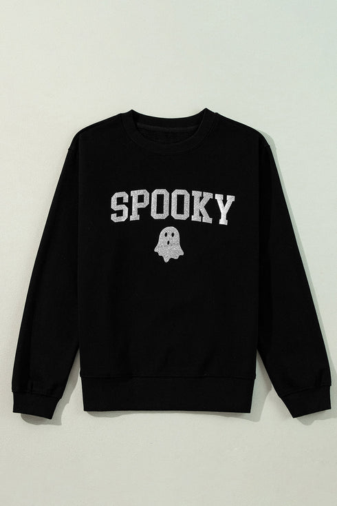 Shimmering Ghost Graphic Relaxed Fit Pullover Sweatshirt