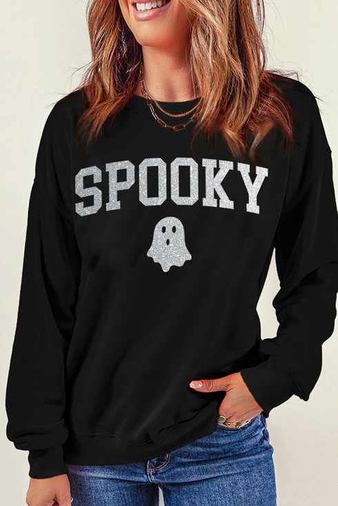 Shimmering Ghost Graphic Relaxed Fit Pullover Sweatshirt