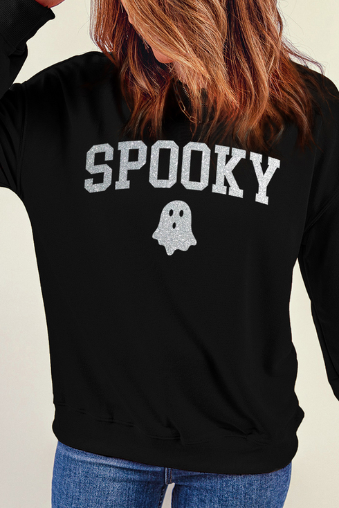 Shimmering Ghost Graphic Relaxed Fit Pullover Sweatshirt