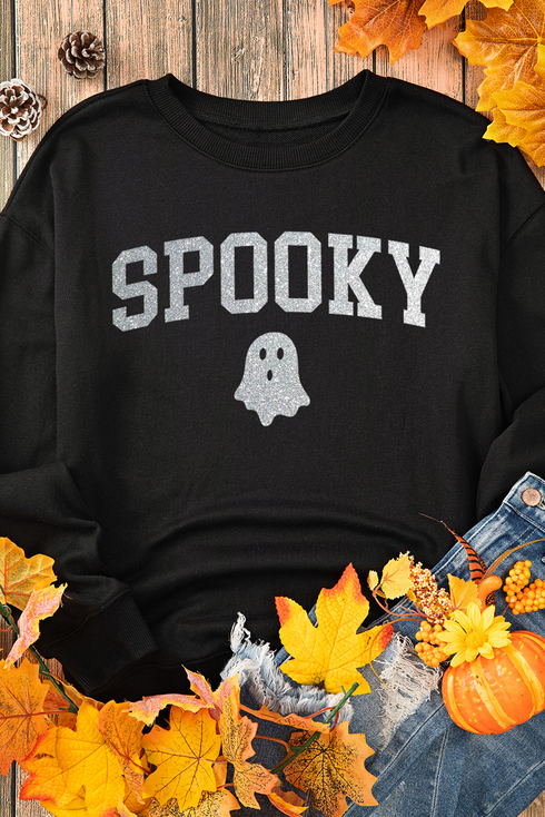 Shimmering Ghost Graphic Relaxed Fit Pullover Sweatshirt