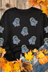Shimmering Ghost Print Relaxed Fit Pullover Sweatshirt