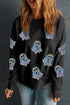 Shimmering Ghost Print Relaxed Fit Pullover Sweatshirt