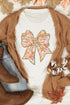 Shimmering Glitter Trim Ditsy Floral Bow Graphic Tee Shirt