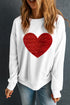 Shimmering Heart Graphic Long Sleeve Crewneck Pullover Sweatshirt