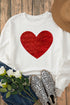 Shimmering Heart Graphic Long Sleeve Crewneck Pullover Sweatshirt