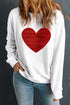 Shimmering Heart Graphic Long Sleeve Crewneck Pullover Sweatshirt