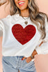 Shimmering Heart Graphic Long Sleeve Crewneck Pullover Sweatshirt