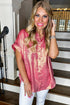 Shimmering Metallic Texture Short Sleeve Button Down Shirt