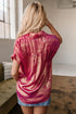 Shimmering Metallic Texture Short Sleeve Button Down Shirt