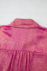 Shimmering Metallic Texture Short Sleeve Button Down Shirt