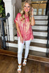 Shimmering Metallic Texture Short Sleeve Button Down Shirt