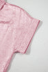 Shimmering Metallic Texture Short Sleeve Button Down Shirt