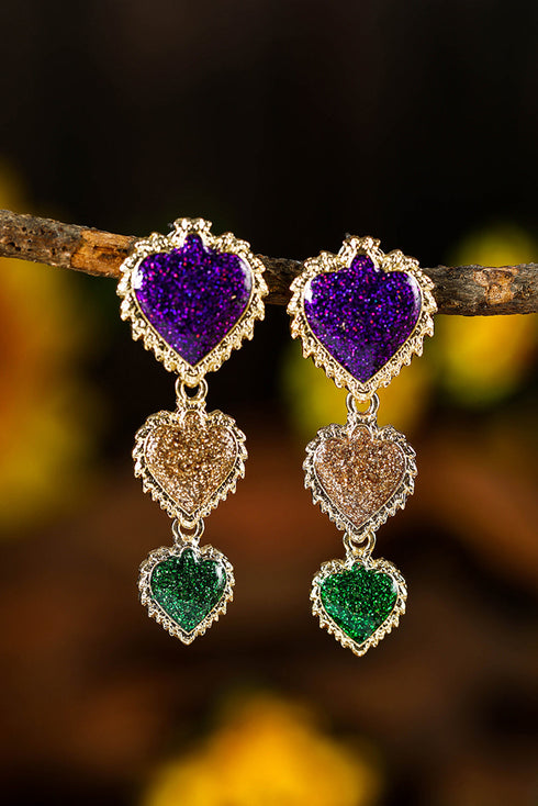 Shimmering Rhinestone Heart Statement Drop Earrings