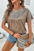 Shimmering Satin Animal Print Dolman Sleeve Relaxed Top