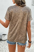 Shimmering Satin Animal Print Dolman Sleeve Relaxed Top