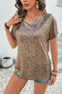 Shimmering Satin Animal Print Dolman Sleeve Relaxed Top