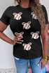 Shimmering Sequin Bow Baseball Game Day Graphic T Shirt