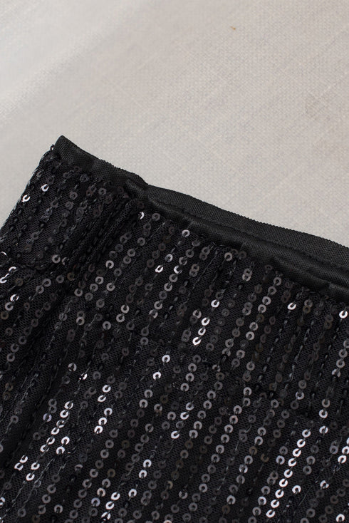 Shimmering Sequin Embellished Wide Leg Statement Pants