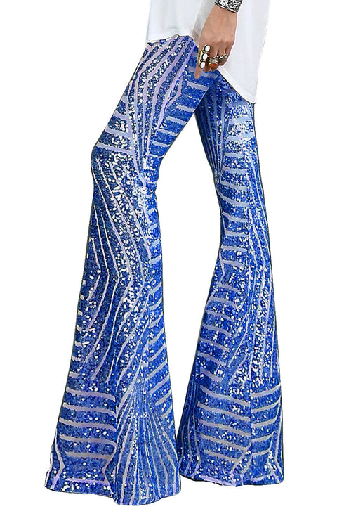 Shimmering Sequin Embellished Wide Leg Statement Pants