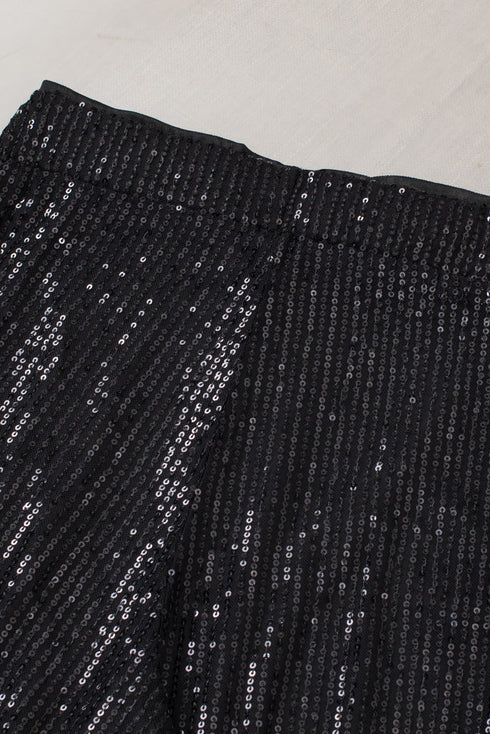 Shimmering Sequin Embellished Wide Leg Statement Pants