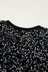 Shimmering Sequin Long Sleeve Crew Neck Cropped Blouse