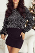 Shimmering Sequin Long Sleeve Crew Neck Cropped Blouse