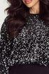 Shimmering Sequin Long Sleeve Crew Neck Cropped Blouse