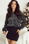 Shimmering Sequin Long Sleeve Crew Neck Cropped Blouse