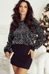 Shimmering Sequin Long Sleeve Crew Neck Cropped Blouse