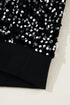 Shimmering Sequin Long Sleeve Crew Neck Cropped Blouse