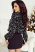 Shimmering Sequin Long Sleeve Crew Neck Cropped Blouse