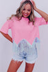 Shimmering Sequin Round Neck Fringed Hem Crop Top