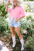 Shimmering Sequin Round Neck Fringed Hem Crop Top