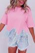 Shimmering Sequin Round Neck Fringed Hem Crop Top
