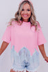 Shimmering Sequin Round Neck Fringed Hem Crop Top