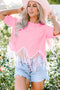 Shimmering Sequin Round Neck Fringed Hem Crop Top