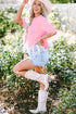 Shimmering Sequin Round Neck Fringed Hem Crop Top