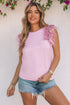 Shimmering Sequin Ruffle Sleeve Mesh Accent Top