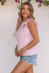 Shimmering Sequin Ruffle Sleeve Mesh Accent Top