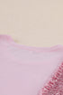 Shimmering Sequin Ruffle Sleeve Mesh Accent Top