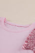 Shimmering Sequin Ruffle Sleeve Mesh Accent Top