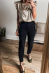 Shimmering Textured Ruffle Sleeve Woven Statement Top