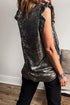 Shimmering Textured Ruffle Sleeve Woven Statement Top