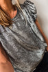 Shimmering Textured Ruffle Sleeve Woven Statement Top