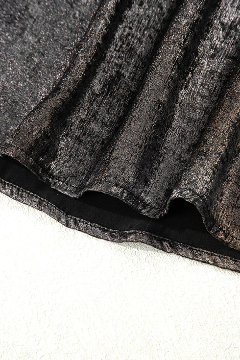 Shimmering Textured Ruffle Sleeve Woven Statement Top