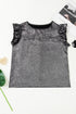 Shimmering Textured Ruffle Sleeve Woven Statement Top
